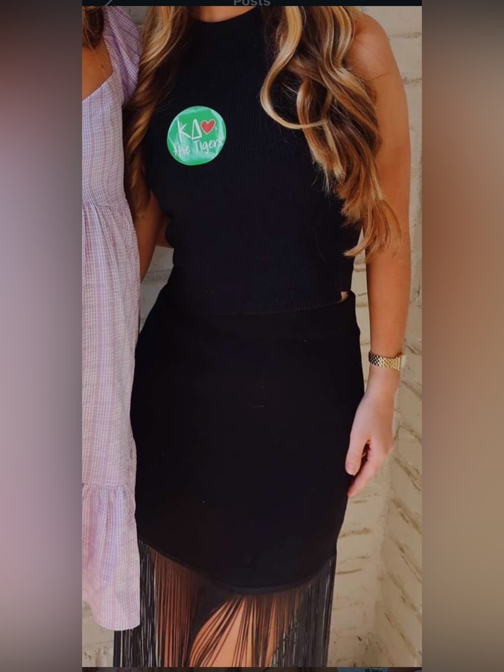 Ribbed Black Sleeveless Crop Top and Fringe skirt set
